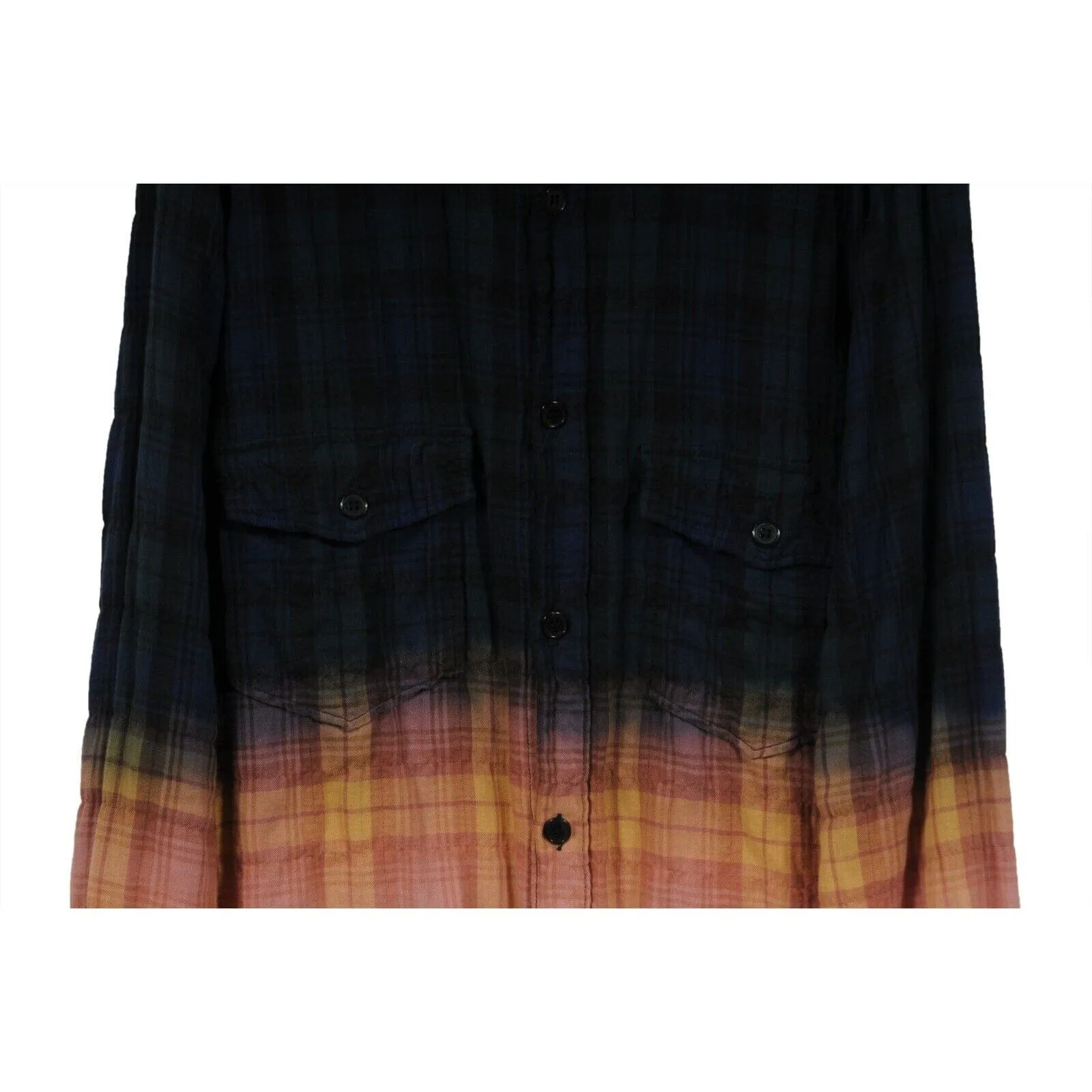 Flannel XL SS16 Surf Sound Button Down Shirt Ombre Raw Hem