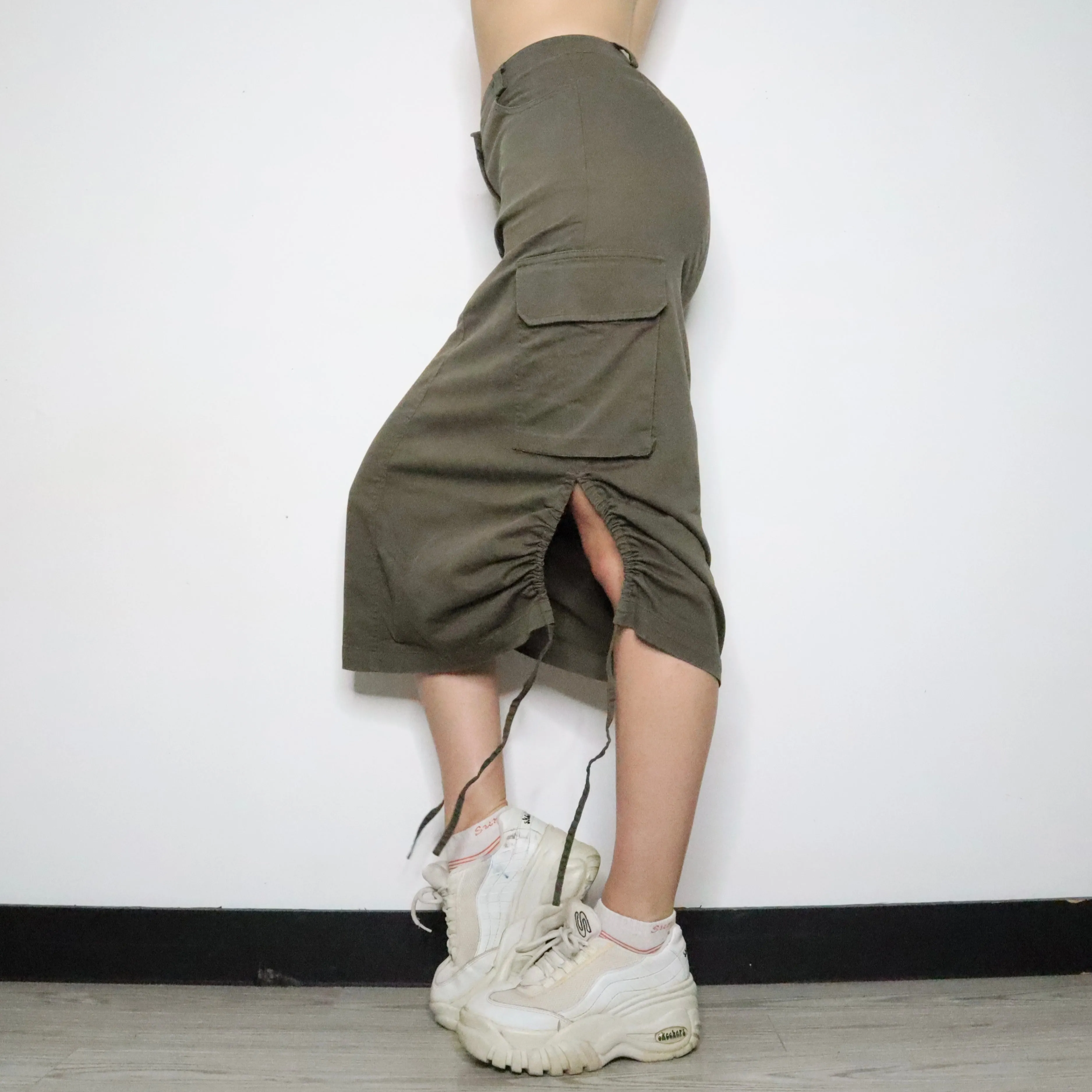 Long Green Cargo Skirt (Medium)