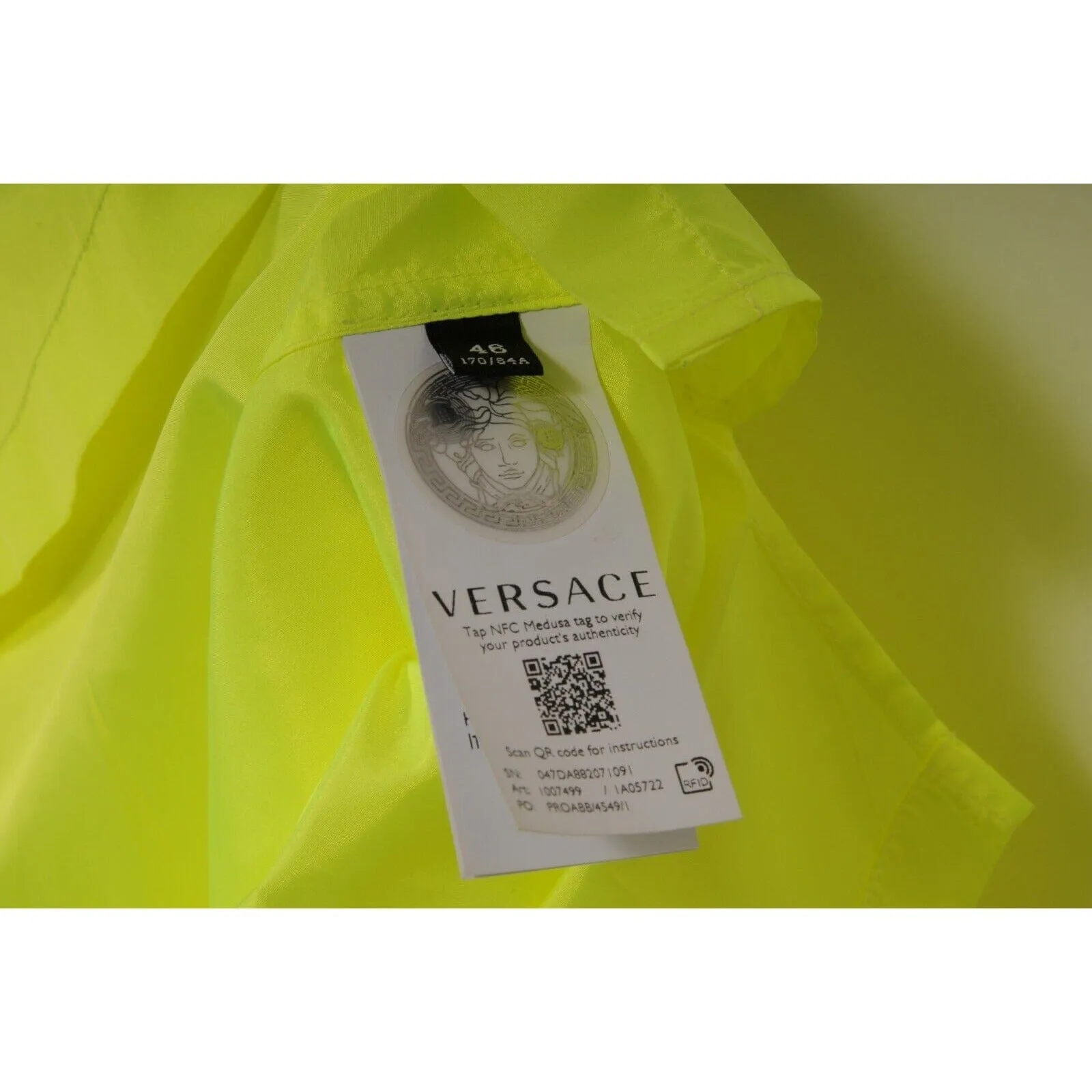 Medusa Button Down Shirt IT 46 Neon Green Long Sleeve Collard Top