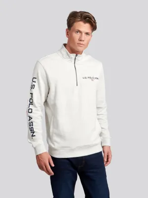 Mens Quarter Zip Sport Sweatshirt in Light Grey Marl
