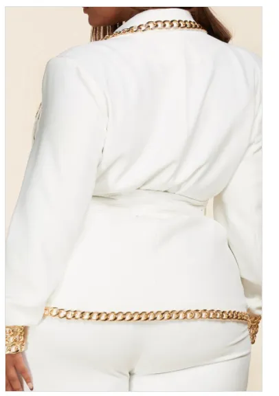 Off White and Gold 2 PC Pantsuit