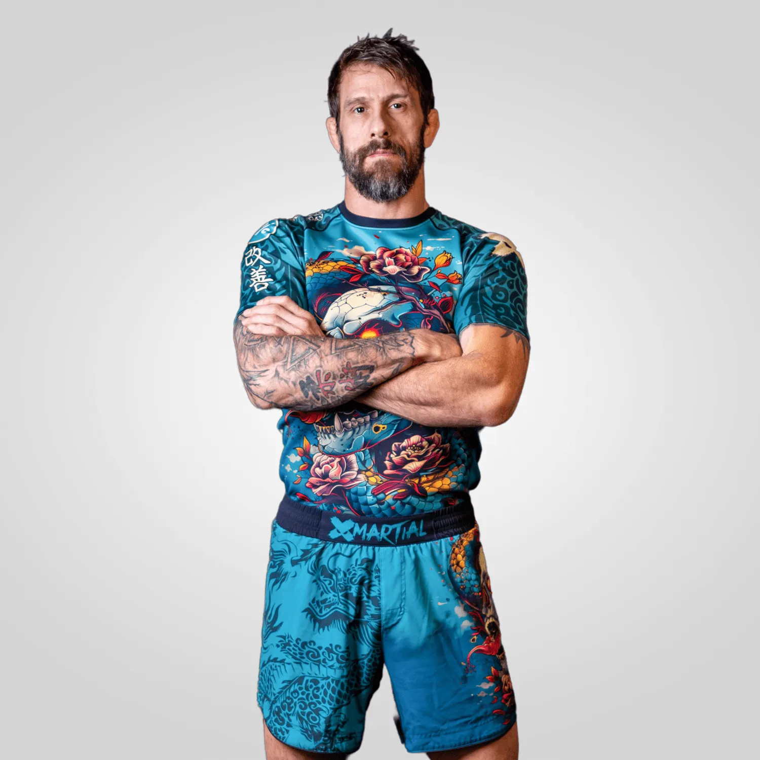 Skull Serpent Blossom BJJ Rash Guard